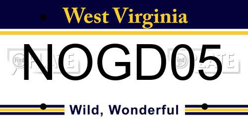 NOGD05 West Virginia License Plate