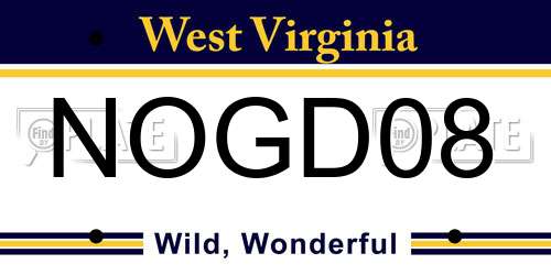 NOGD08 West Virginia License Plate