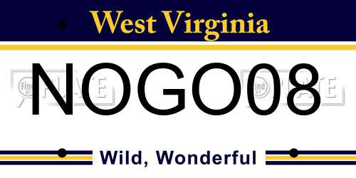 NOGO08 West Virginia License Plate
