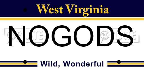 NOGODS West Virginia License Plate