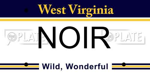 NOIR West Virginia License Plate