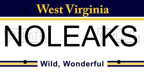 NOLEAKS West Virginia License Plate