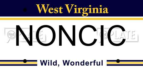 NONCIC West Virginia License Plate