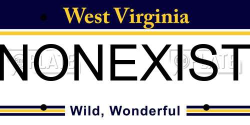 NONEXIST West Virginia License Plate