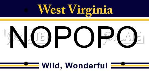 NOPOPO West Virginia License Plate