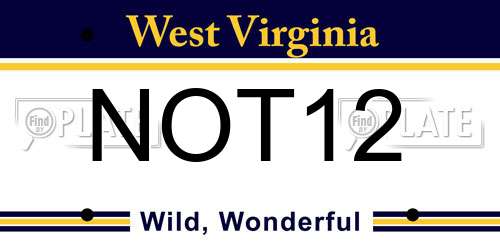 NOT12 West Virginia License Plate
