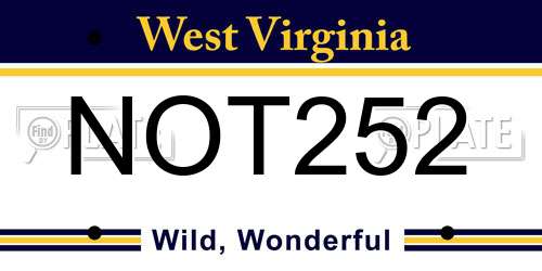 NOT252 West Virginia License Plate