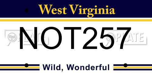 NOT257 West Virginia License Plate