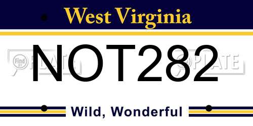 NOT282 West Virginia License Plate