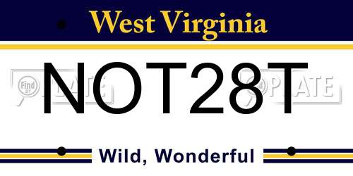 NOT28T West Virginia License Plate