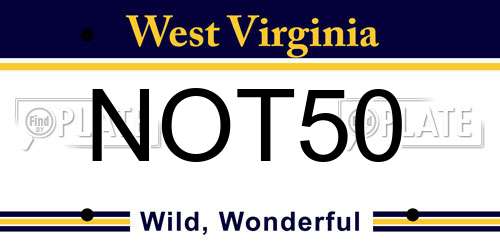 NOT50 West Virginia License Plate