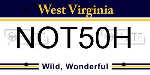 NOT50H West Virginia License Plate