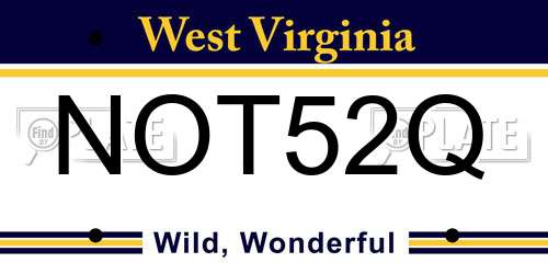 NOT52Q West Virginia License Plate
