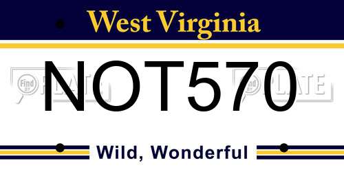 NOT570 West Virginia License Plate