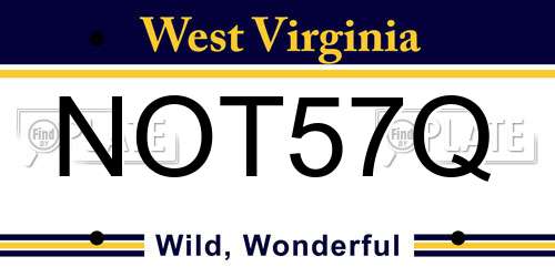 NOT57Q West Virginia License Plate