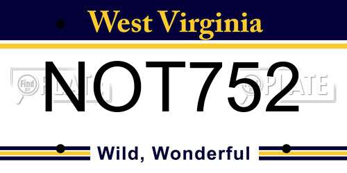 NOT752 West Virginia License Plate