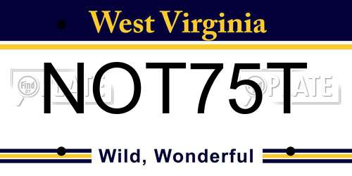 NOT75T West Virginia License Plate