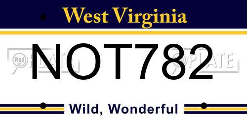 NOT782 West Virginia License Plate