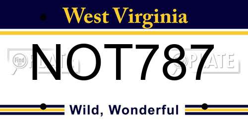 NOT787 West Virginia License Plate