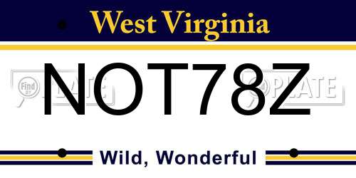 NOT78Z West Virginia License Plate
