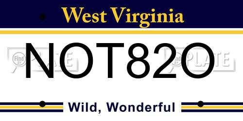 NOT82O West Virginia License Plate