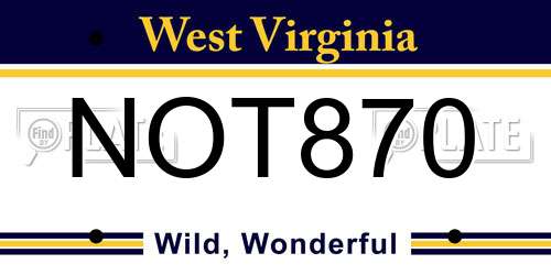 NOT870 West Virginia License Plate