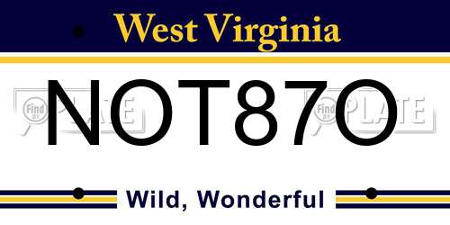 NOT87O West Virginia License Plate
