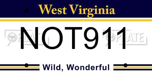 NOT911 West Virginia License Plate