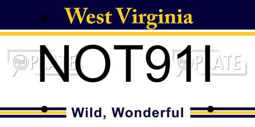 NOT91I West Virginia License Plate