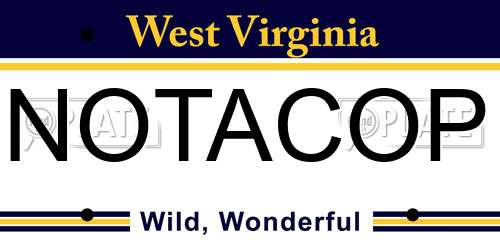 NOTACOP West Virginia License Plate