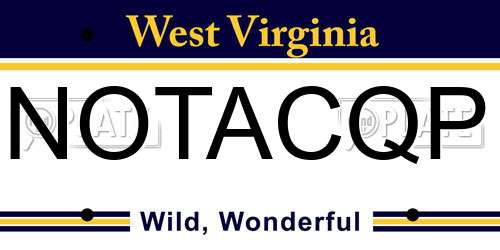 NOTACQP West Virginia License Plate