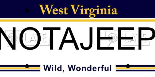 NOTAJEEP West Virginia License Plate