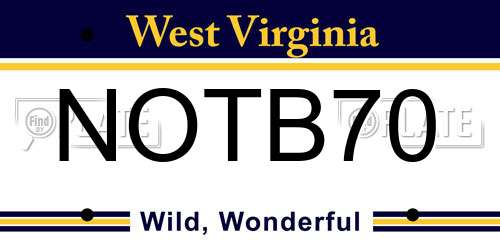 NOTB70 West Virginia License Plate