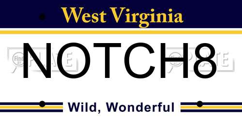 NOTCH8 West Virginia License Plate