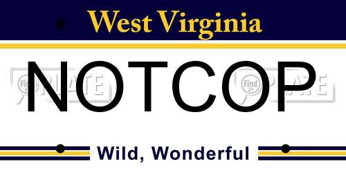 NOTCOP West Virginia License Plate
