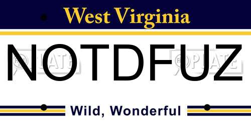 NOTDFUZ West Virginia License Plate