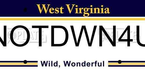 NOTDWN4U West Virginia License Plate