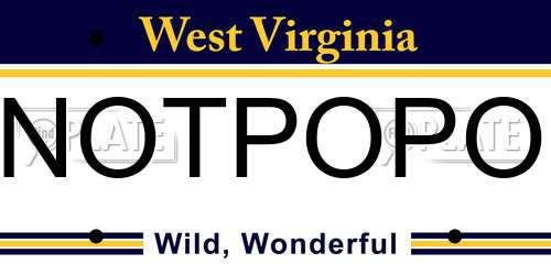 NOTPOPO West Virginia License Plate
