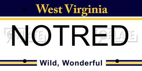 NOTRED West Virginia License Plate