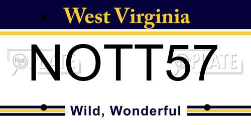 NOTT57 West Virginia License Plate