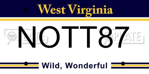 NOTT87 West Virginia License Plate