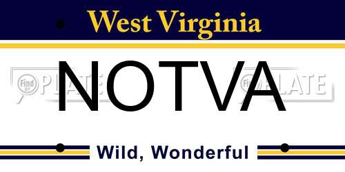NOTVA West Virginia License Plate