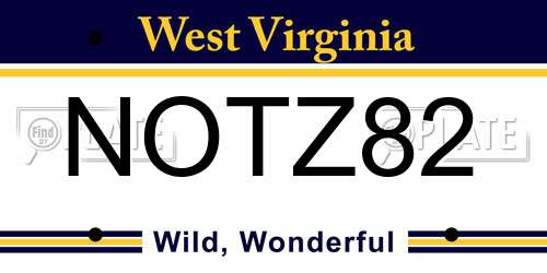 NOTZ82 West Virginia License Plate