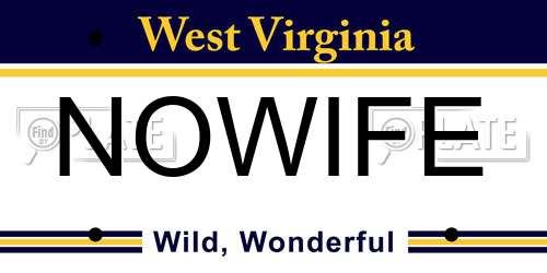 NOWIFE West Virginia License Plate