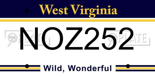 NOZ252 West Virginia License Plate