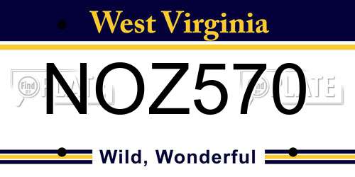 NOZ570 West Virginia License Plate