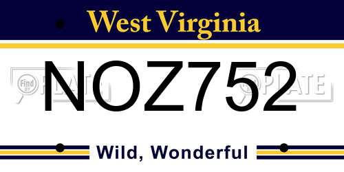 NOZ752 West Virginia License Plate