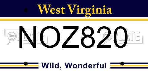 NOZ820 West Virginia License Plate