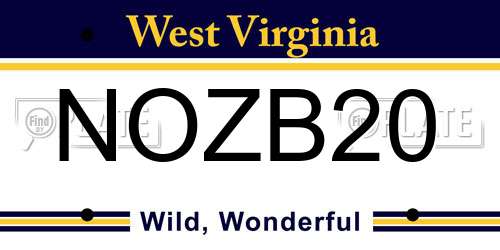NOZB20 West Virginia License Plate