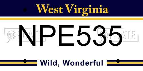 NPE535 West Virginia License Plate